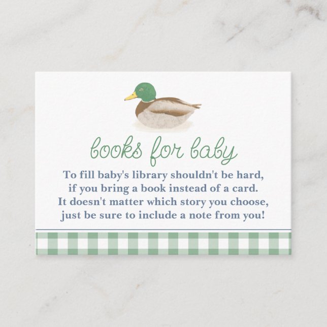 Mallard Duck Baby Shower Bring Book for Baby Card (Front)
