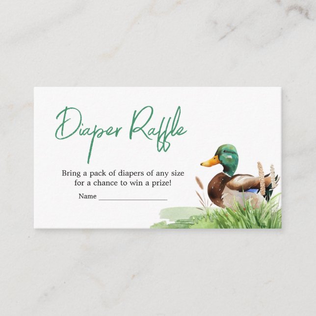 Mallard Duck Baby Shower Diaper Raffle Enclosure Card (Front)