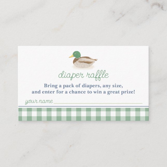Mallard Duck Baby Shower Diaper Raffle Ticket Enclosure Card (Front)
