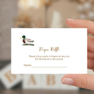 Mallard Duck Baby Shower Diaper Raffle Ticket Enclosure Card