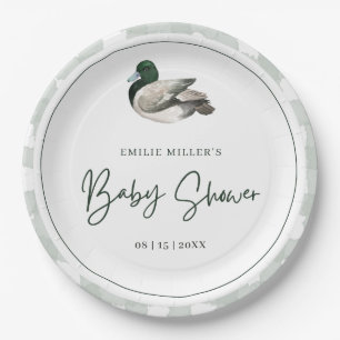 Mallard Duck Baby Shower Gender Neutral Green Paper Plates