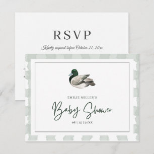 Mallard Duck Baby Shower Gender Neutral Green RSVP Card