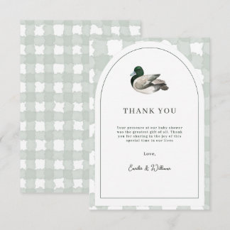 Mallard Duck Baby Shower Gender Neutral Green Thank You Card