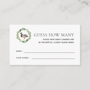 Mallard Duck Baby Shower Guess How Many Game Enclosure Card