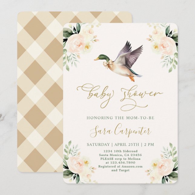 Mallard Duck Baby Shower  Invitation (Front/Back)