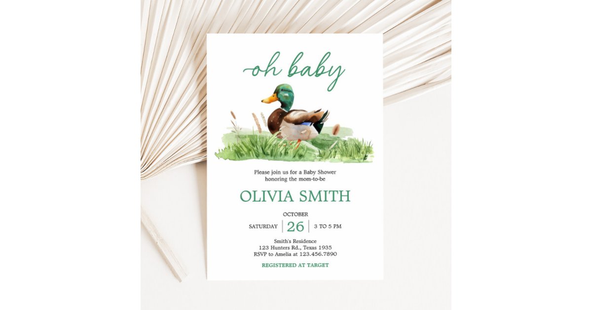 Mallard Duck Baby Shower Invitation | Zazzle