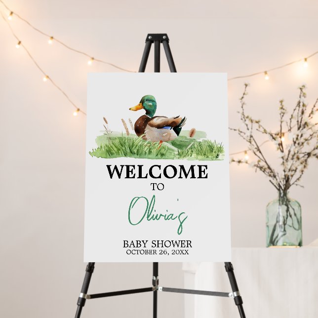 Mallard Duck Baby Shower Welcome Sign (In Situ (Stand))