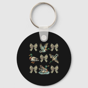 Mallard Duck Camouflage Camo Bow Duck Hunting Girl Keychain