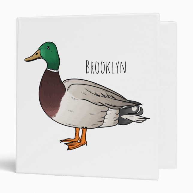Mallard duck cartoon illustration 3 ring binder (Front/Inside)
