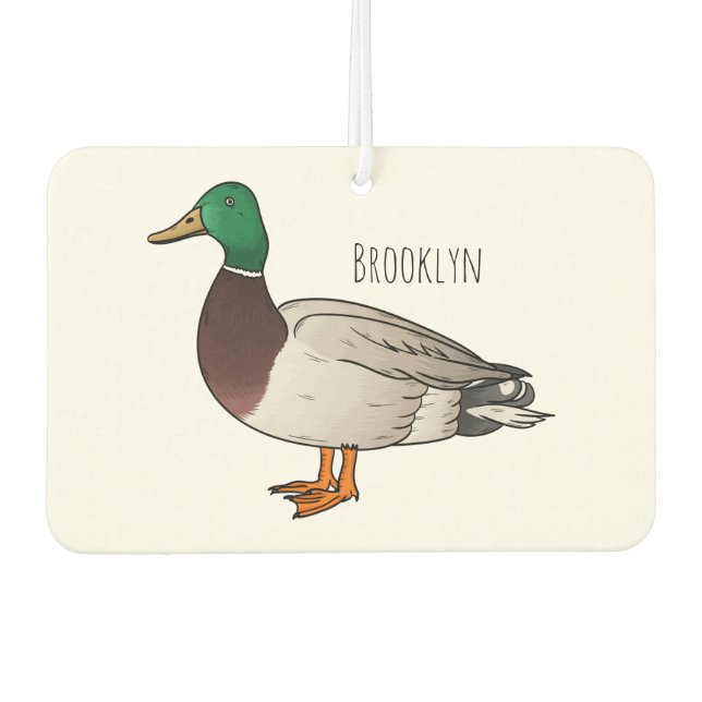 Mallard duck cartoon illustration air freshener (Front)
