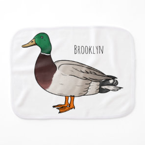 Mallard duck cartoon illustration baby burp cloth