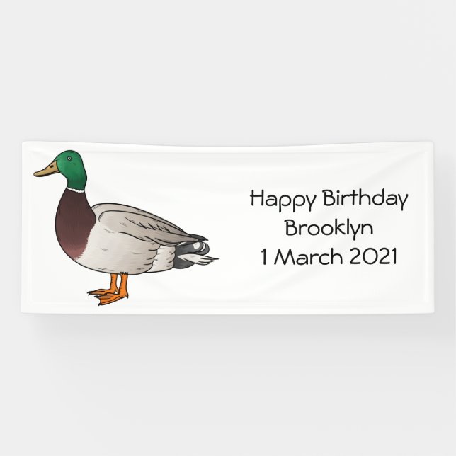 Mallard duck cartoon illustration banner (Horizontal)