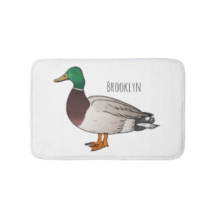 Mallard duck cartoon illustration  bath mat
