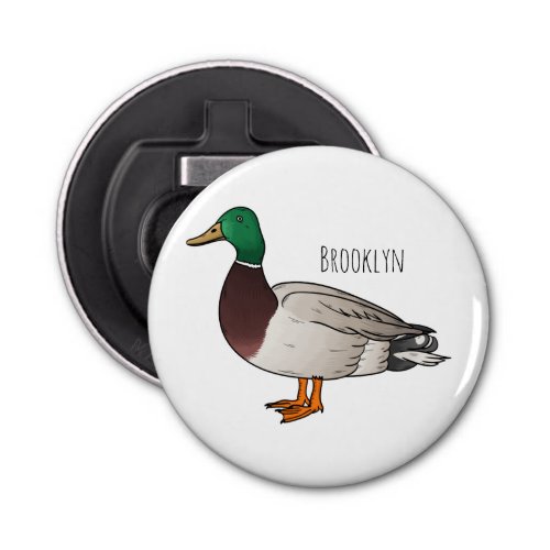 Mallard duck cartoon illustration  bottle opener