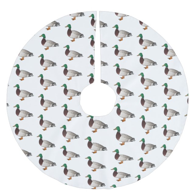 Mallard duck cartoon illustration  brushed polyester tree skirt (Front)