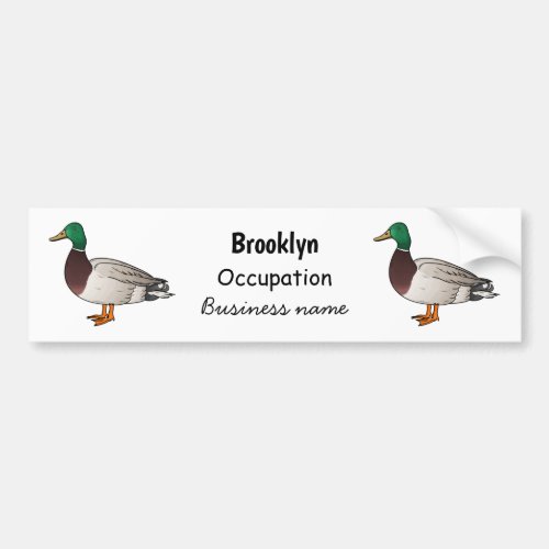 Mallard duck cartoon illustration bumper sticker