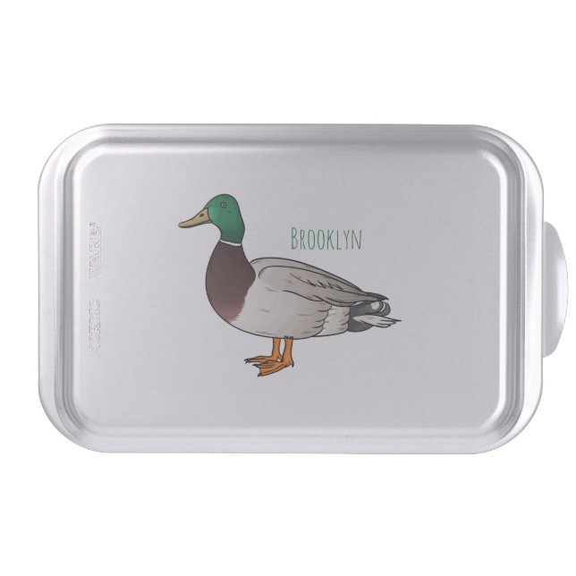 Mallard duck cartoon illustration  cake pan (Front)