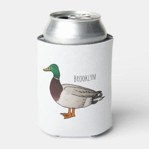 Mallard duck cartoon illustration can cooler
