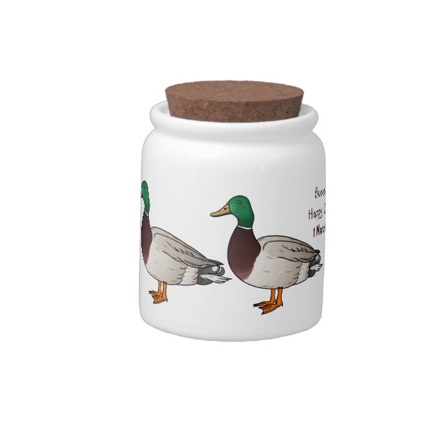 Mallard duck cartoon illustration candy jar (Left)