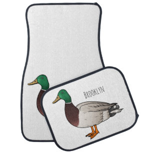 Mallard duck cartoon illustration car floor mat