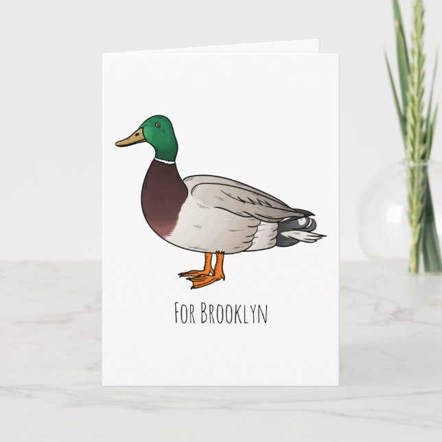 Mallard duck cartoon illustration  card (Front)