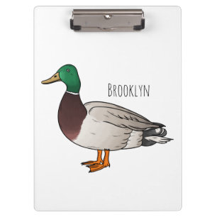 Mallard duck cartoon illustration clipboard