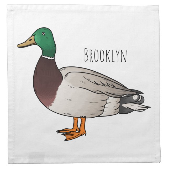 Mallard duck cartoon illustration  cloth napkin (Front)