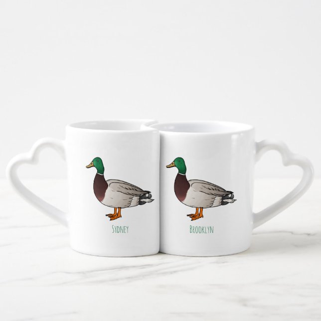 Mallard duck cartoon illustration  coffee mug set (Back Nesting)
