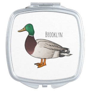Mallard duck cartoon illustration compact mirror