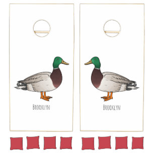 Mallard duck cartoon illustration cornhole set