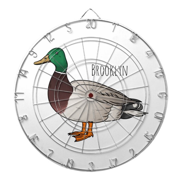 Mallard duck cartoon illustration dart board (Front)
