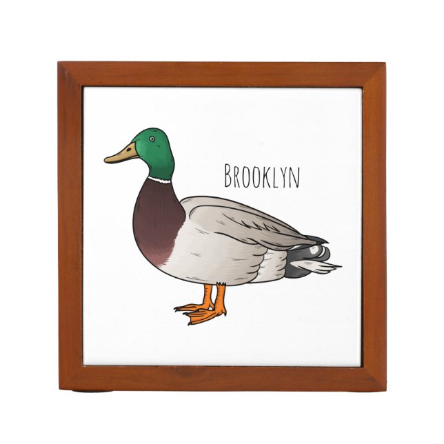 Mallard duck cartoon illustration desk organizer (Front)