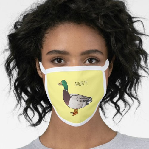 Mallard duck cartoon illustration face mask