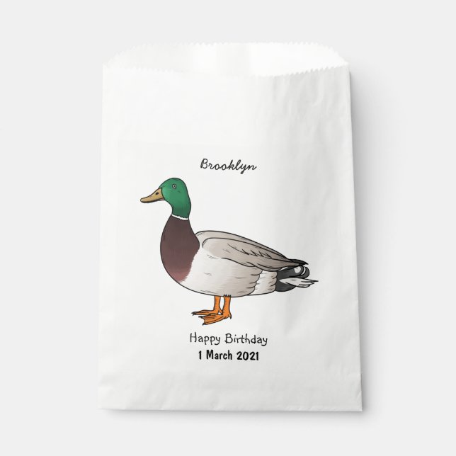 Mallard duck cartoon illustration favor bag (Front)