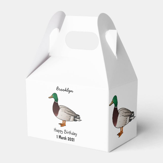 Mallard duck cartoon illustration favor boxes (Front Side)