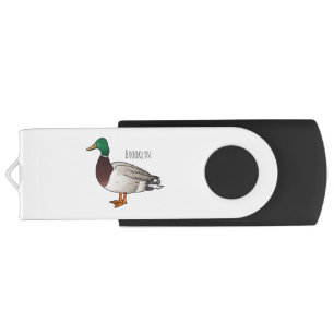 Mallard duck cartoon illustration  flash drive