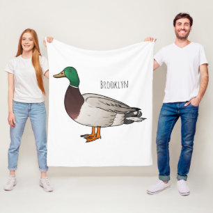 Mallard duck cartoon illustration fleece blanket