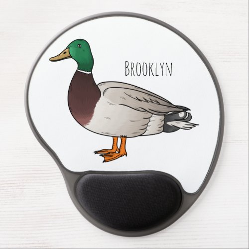 Mallard duck cartoon illustration  gel mouse pad