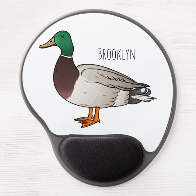 Mallard duck cartoon illustration  gel mouse pad (Front)
