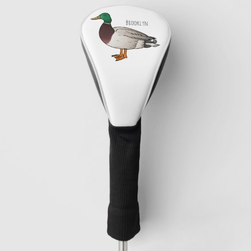 Mallard duck cartoon illustration  golf head cover