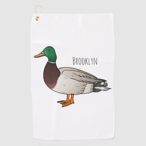 Mallard duck cartoon illustration  golf towel