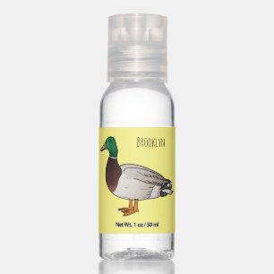 Mallard duck cartoon illustration  hand sanitizer
