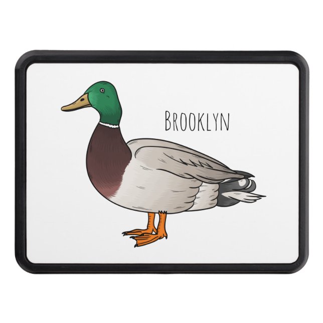 Mallard duck cartoon illustration  hitch cover (Front)
