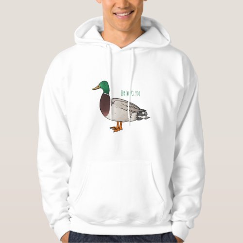 Mallard duck cartoon illustration  hoodie