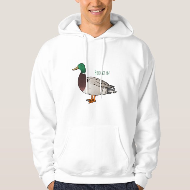 Mallard duck cartoon illustration  hoodie (Front)