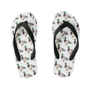 Mallard duck cartoon illustration kid's flip flops