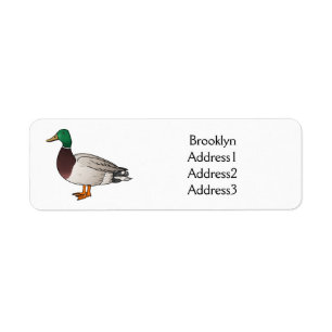 Mallard duck cartoon illustration label