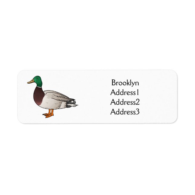 Mallard duck cartoon illustration label (Front)