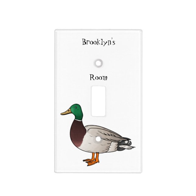 Mallard duck cartoon illustration light switch cover (Front)