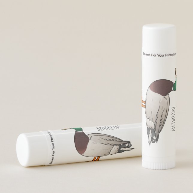 Mallard duck cartoon illustration lip balm (Front)